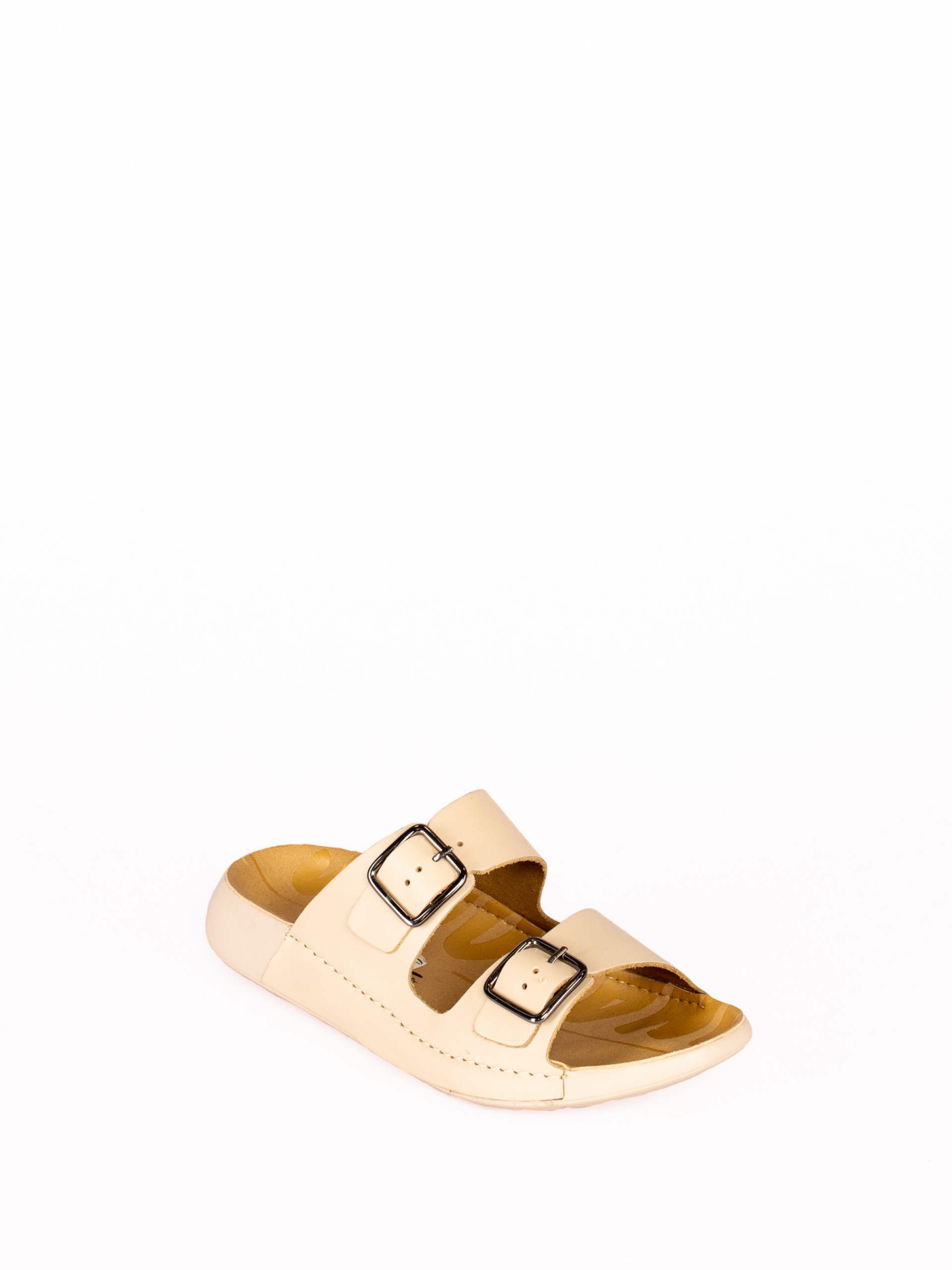 Chinela Conforto com Duas Fivelas em Pele