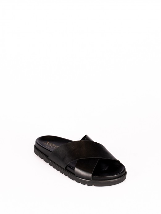 Chinelo Bio em Pele com tiras traadas