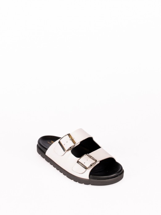 Chinelo Bio com Duas Fivelas em Pele