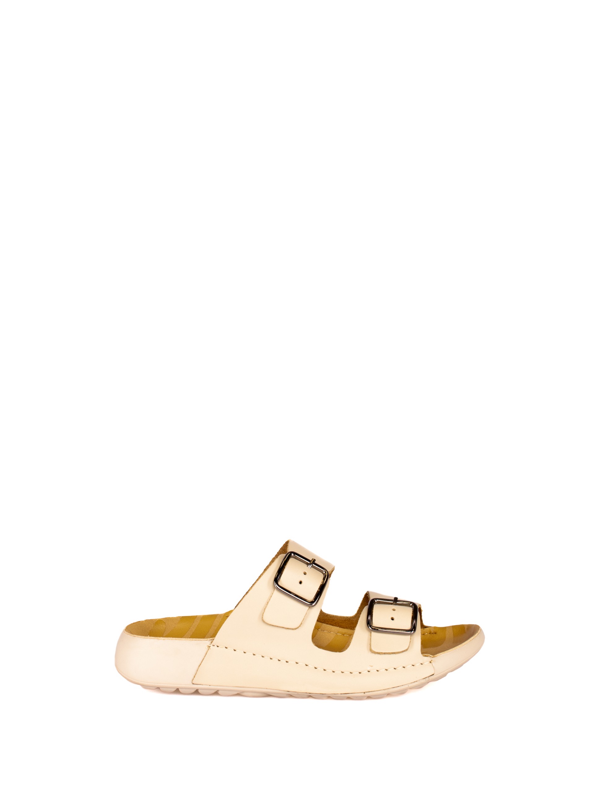 Chinela Conforto com Duas Fivelas em Pele