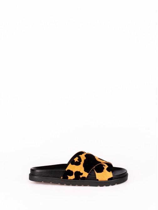 Organic Flip Flops with Animal Print Stripes