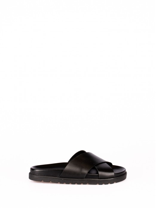 Chinelo Bio em Pele com tiras traadas