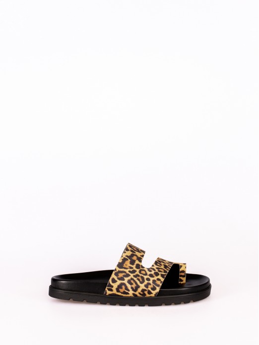 Chinelo Bio em Pele padro Animal Print