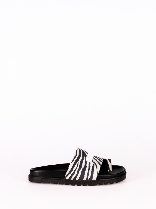 Chinelo Bio em Pele padro Animal Print