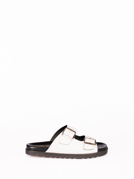 Chinelo Bio com Duas Fivelas em Pele