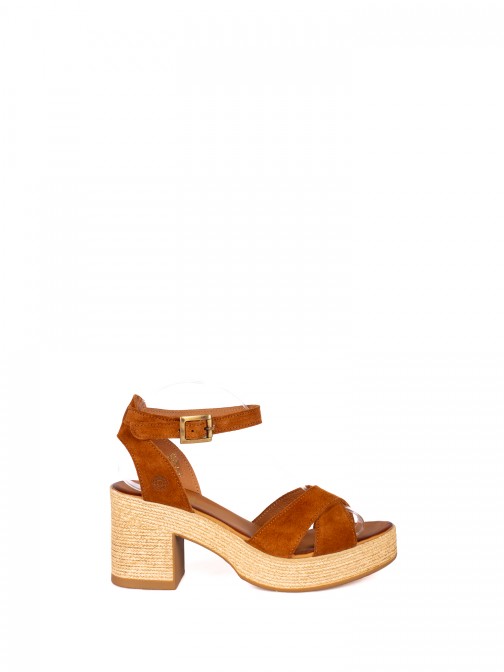 Suede Cross Heel Sandal
