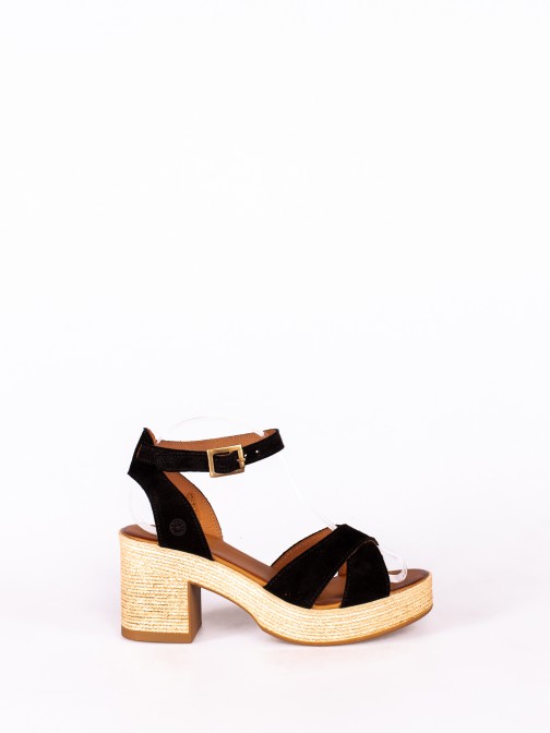 Suede Cross Heel Sandal