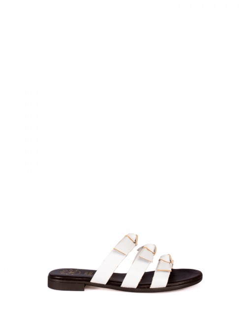 Laminated Leather Slipper with Lace Detail