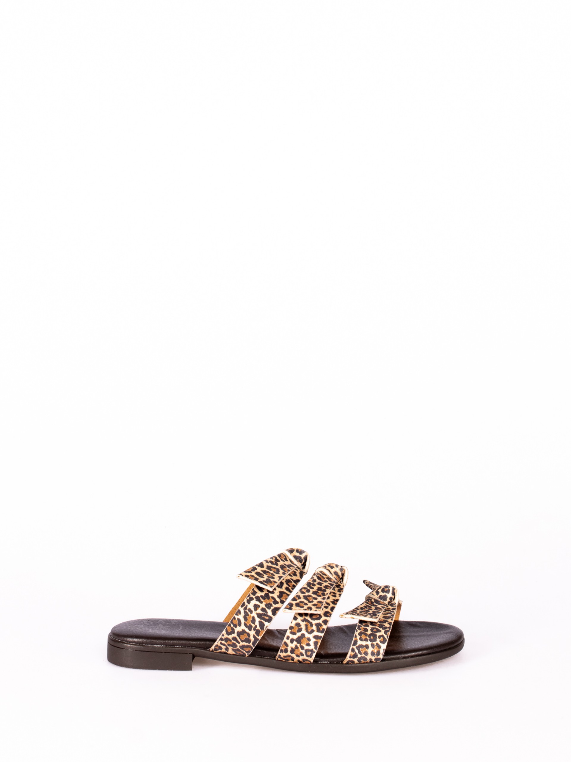 Animal Print Suede Slippers with Lace Detail