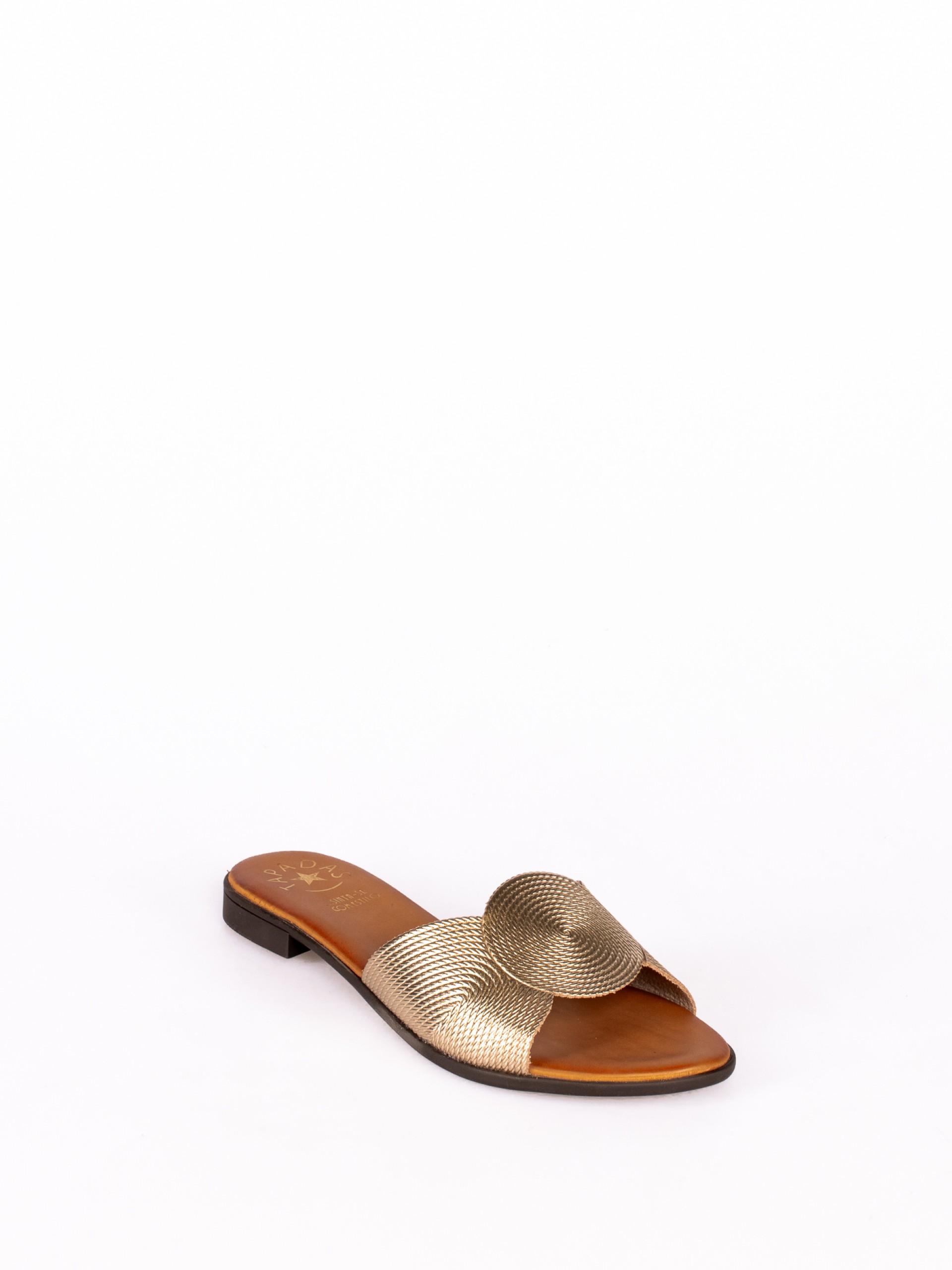 Chinela Rasa em Pele Laminada