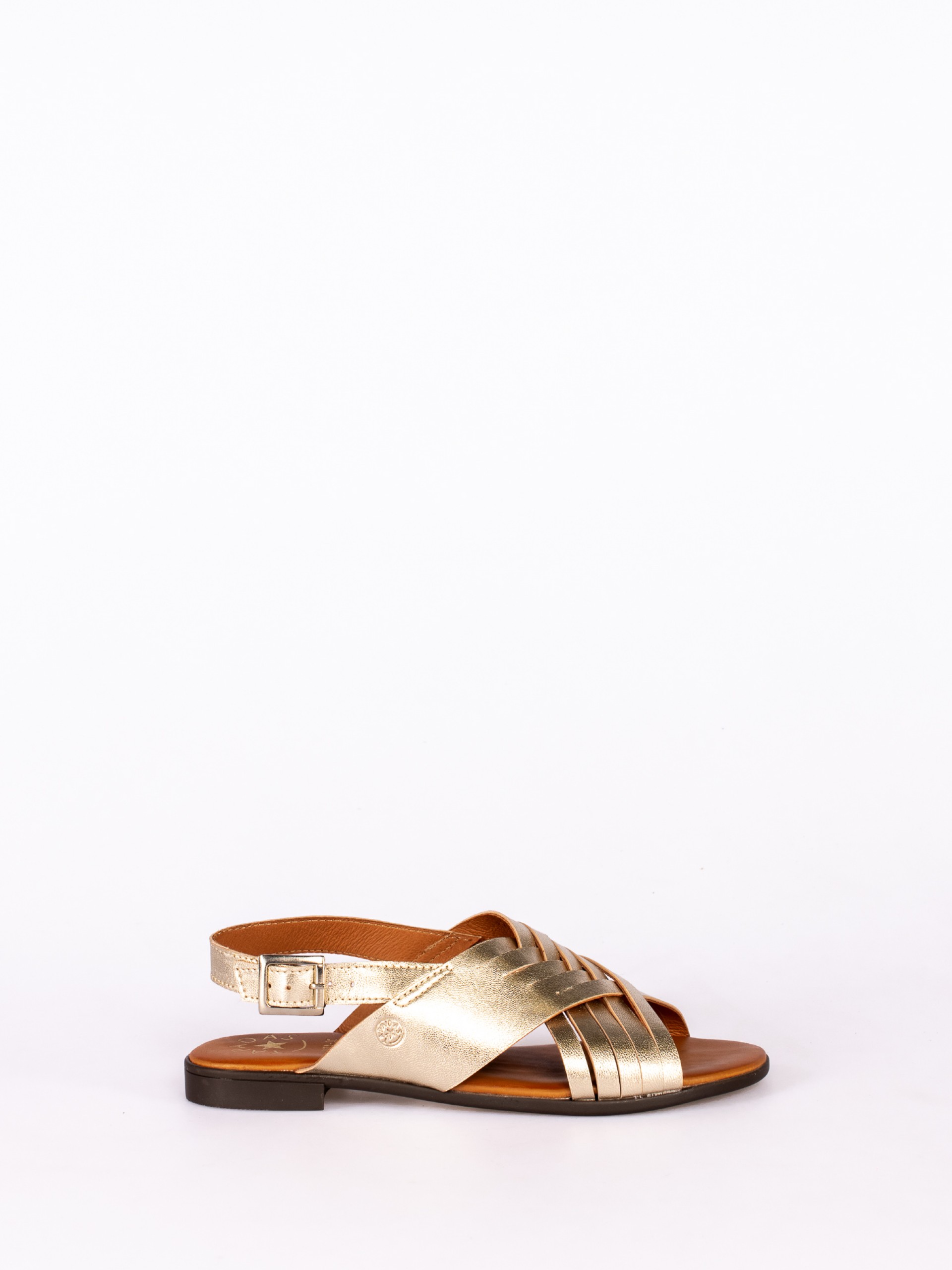 Sandália Rasa de Pele Laminada