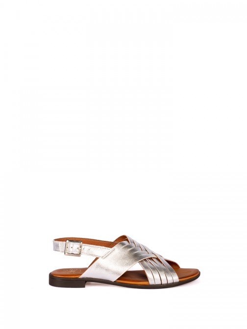 Laminated Leather Flat Sandal