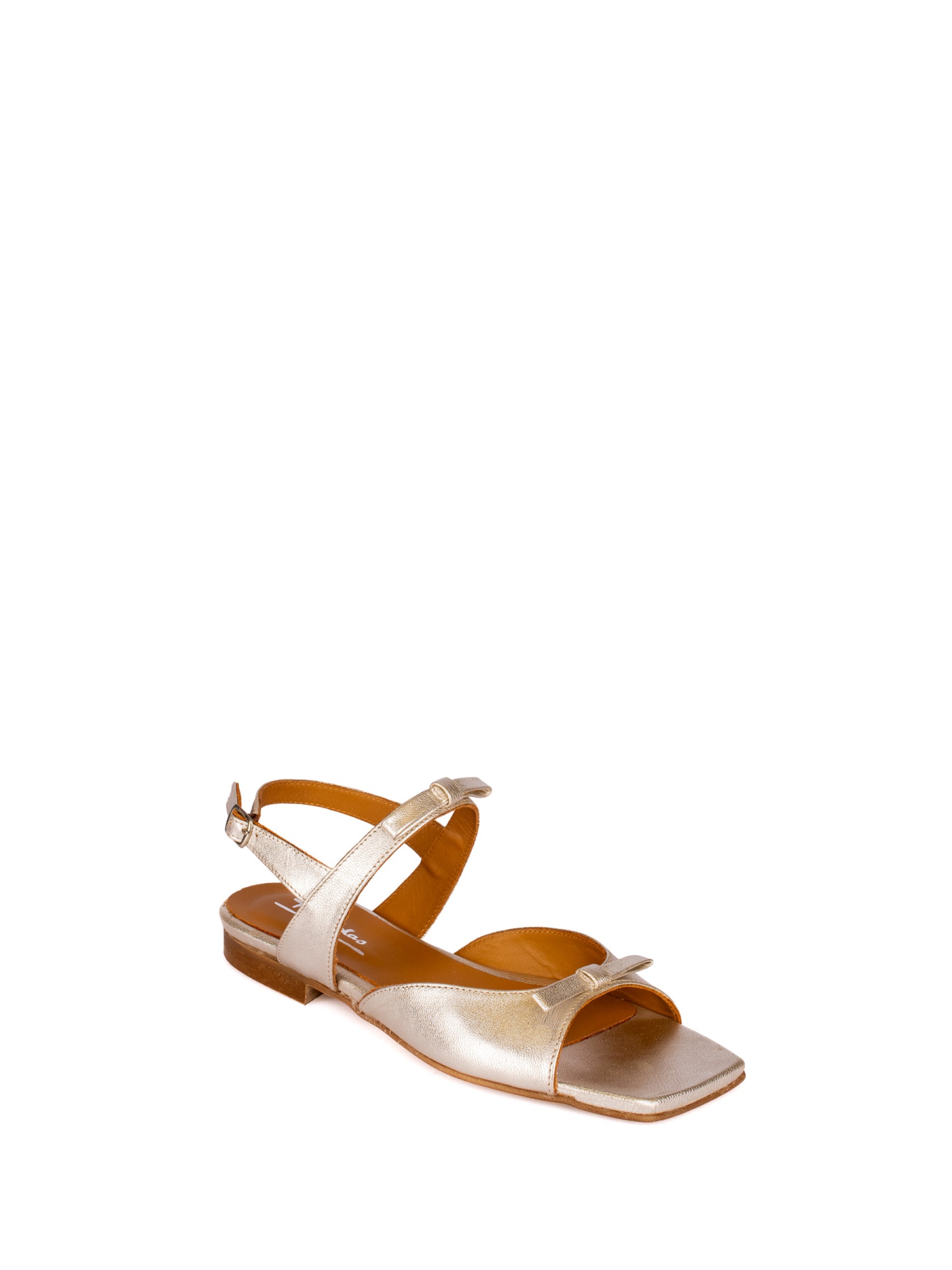 Sandália com detalhe de Laços em Pele Laminada