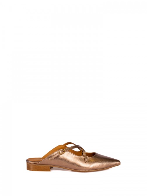 Laminated Leather Mule with Buckles
