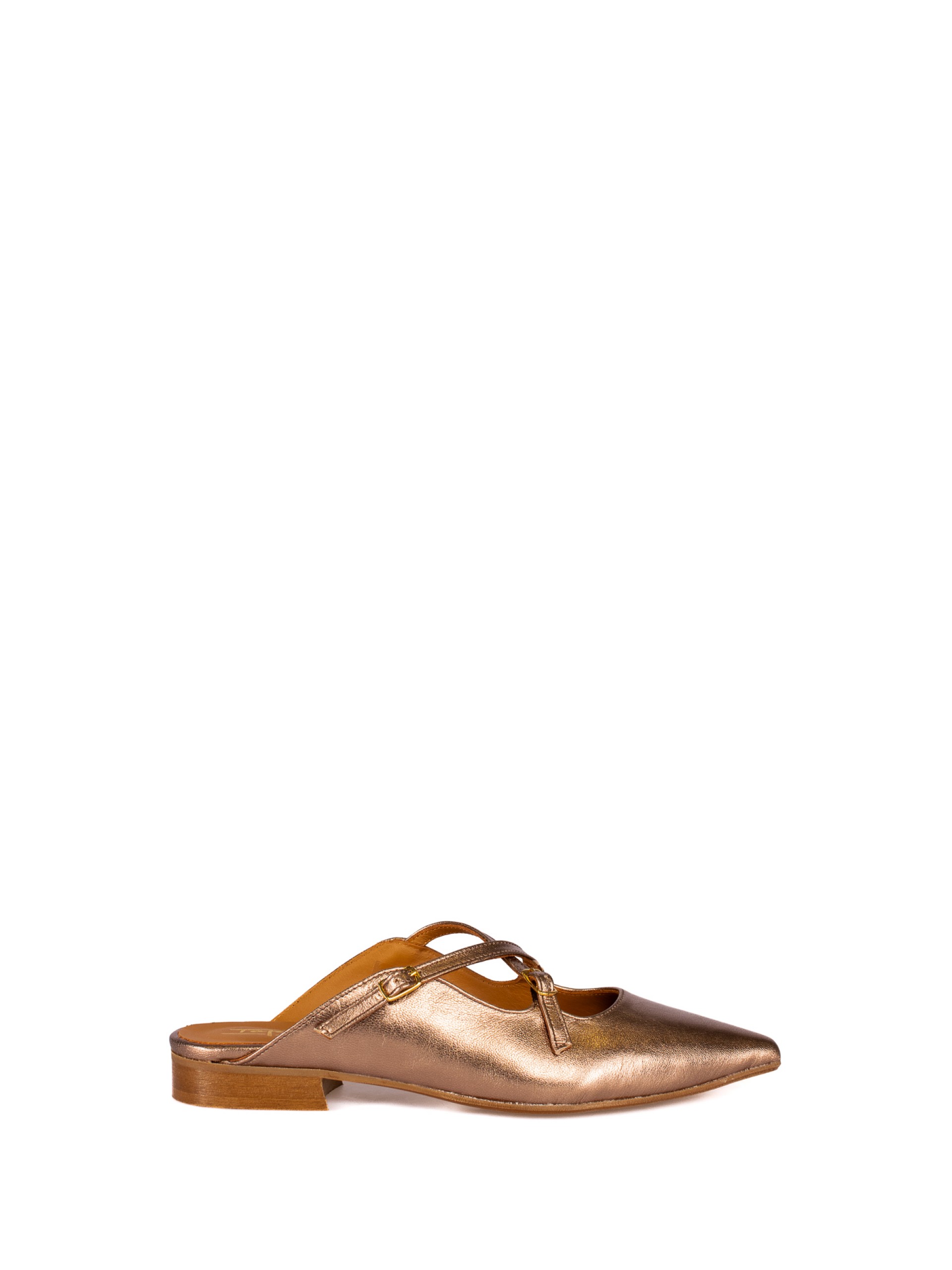 Laminated Leather Mule with Buckles