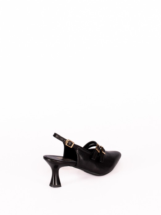 Mule com Salto em Pele