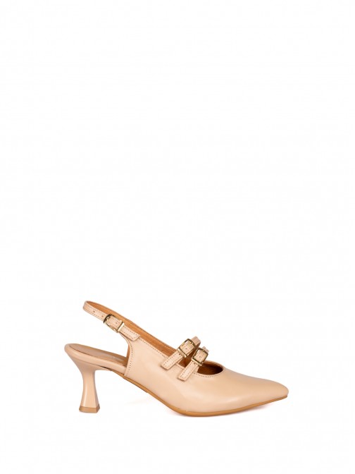 Mule with Leather Heel