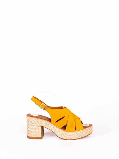 Compensated Sandal with Suede Straps