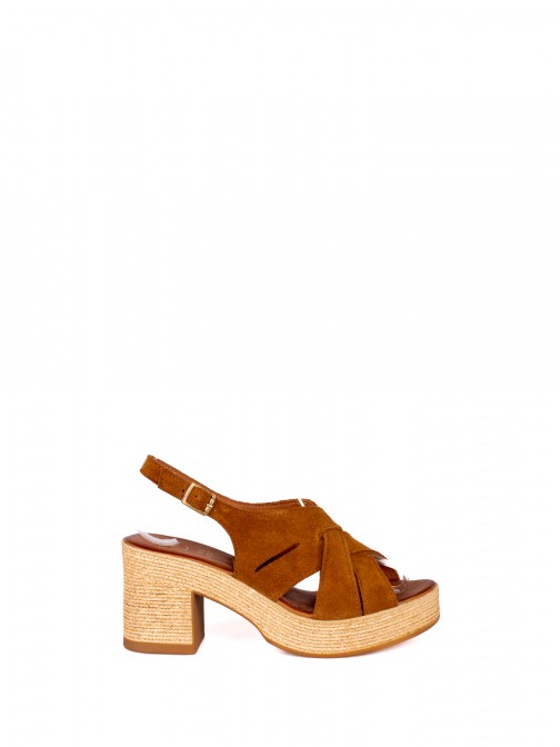 Compensated Sandal with Suede Straps