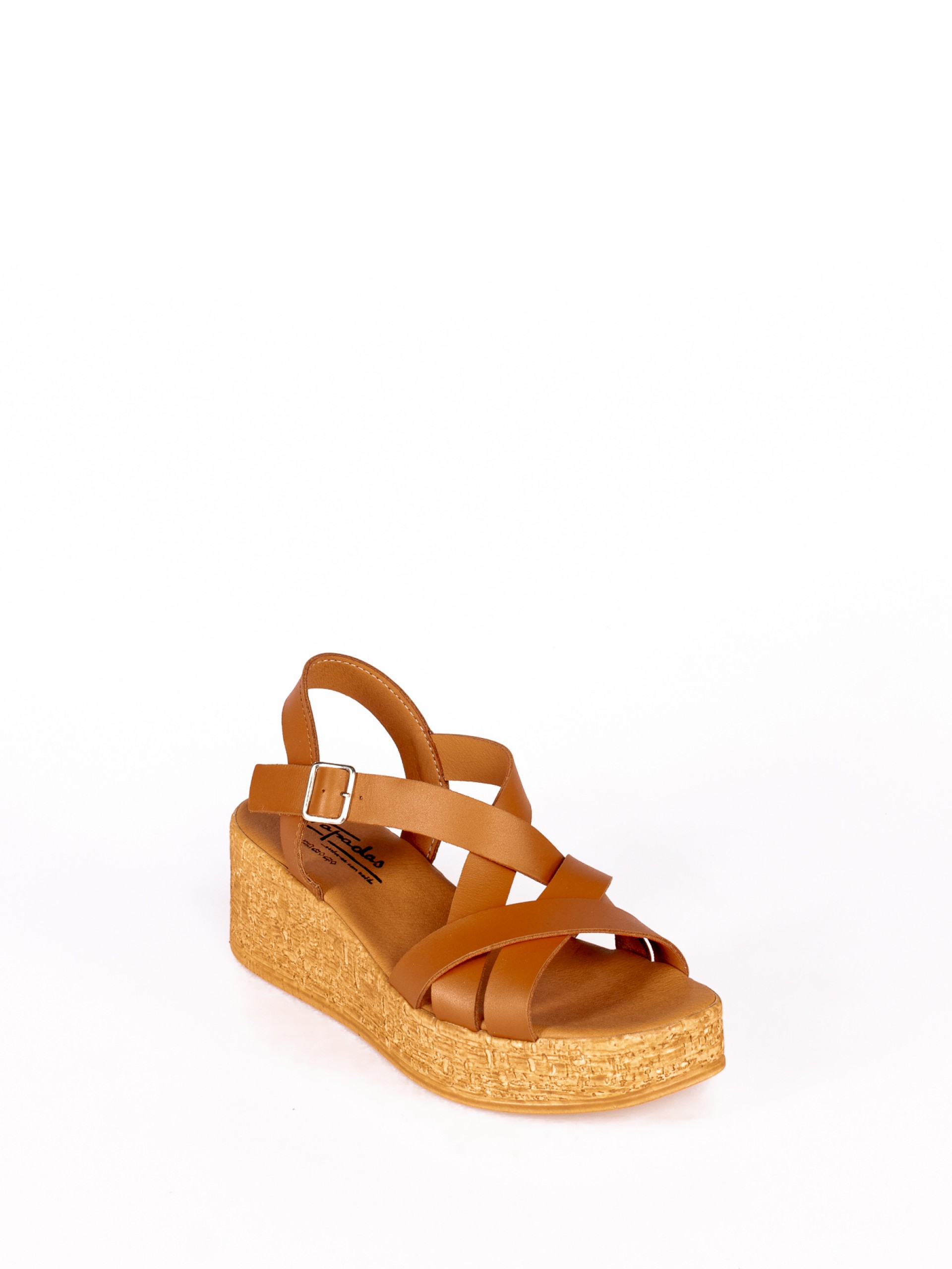 Sandália de Cunha com Tiras em Pele