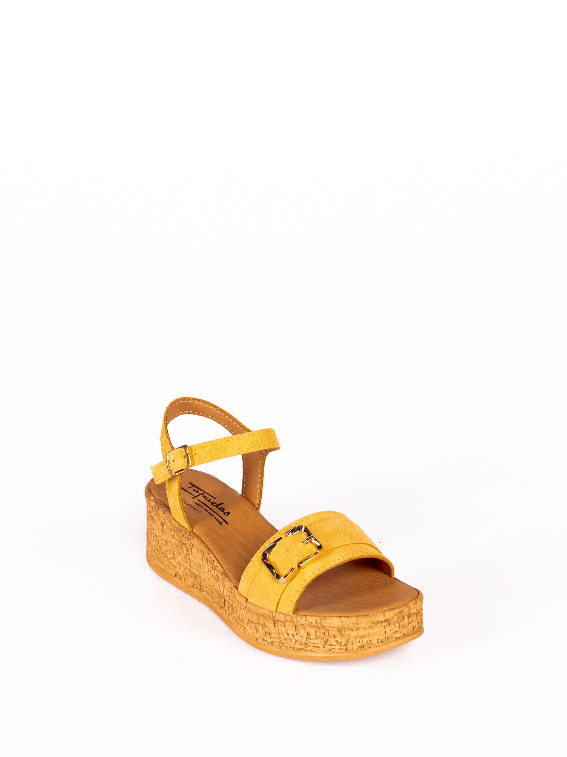Suede Wedge Sandal with Buckle