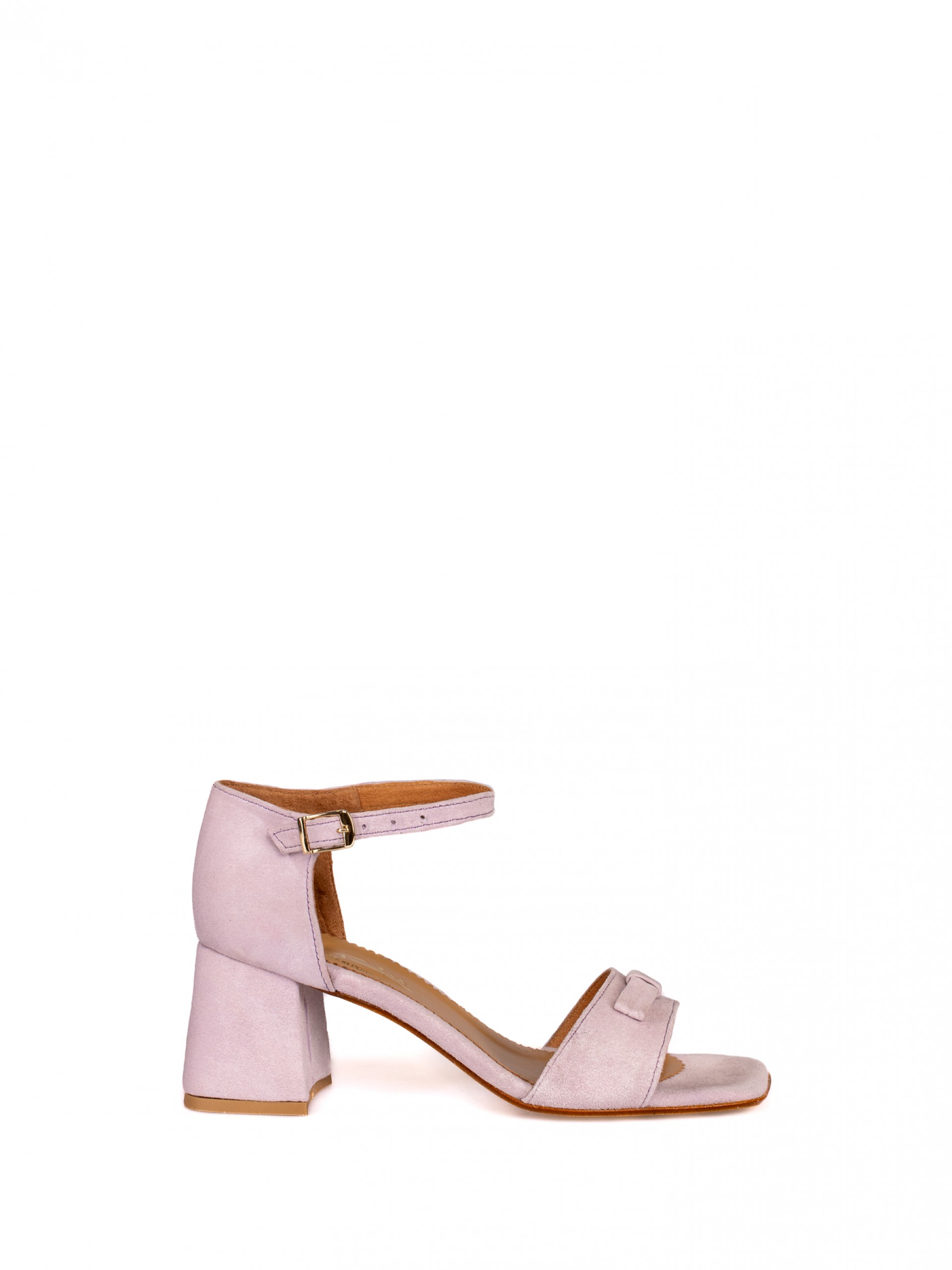 Sandália Salto Alto com Detalhe de Laço em Camurça