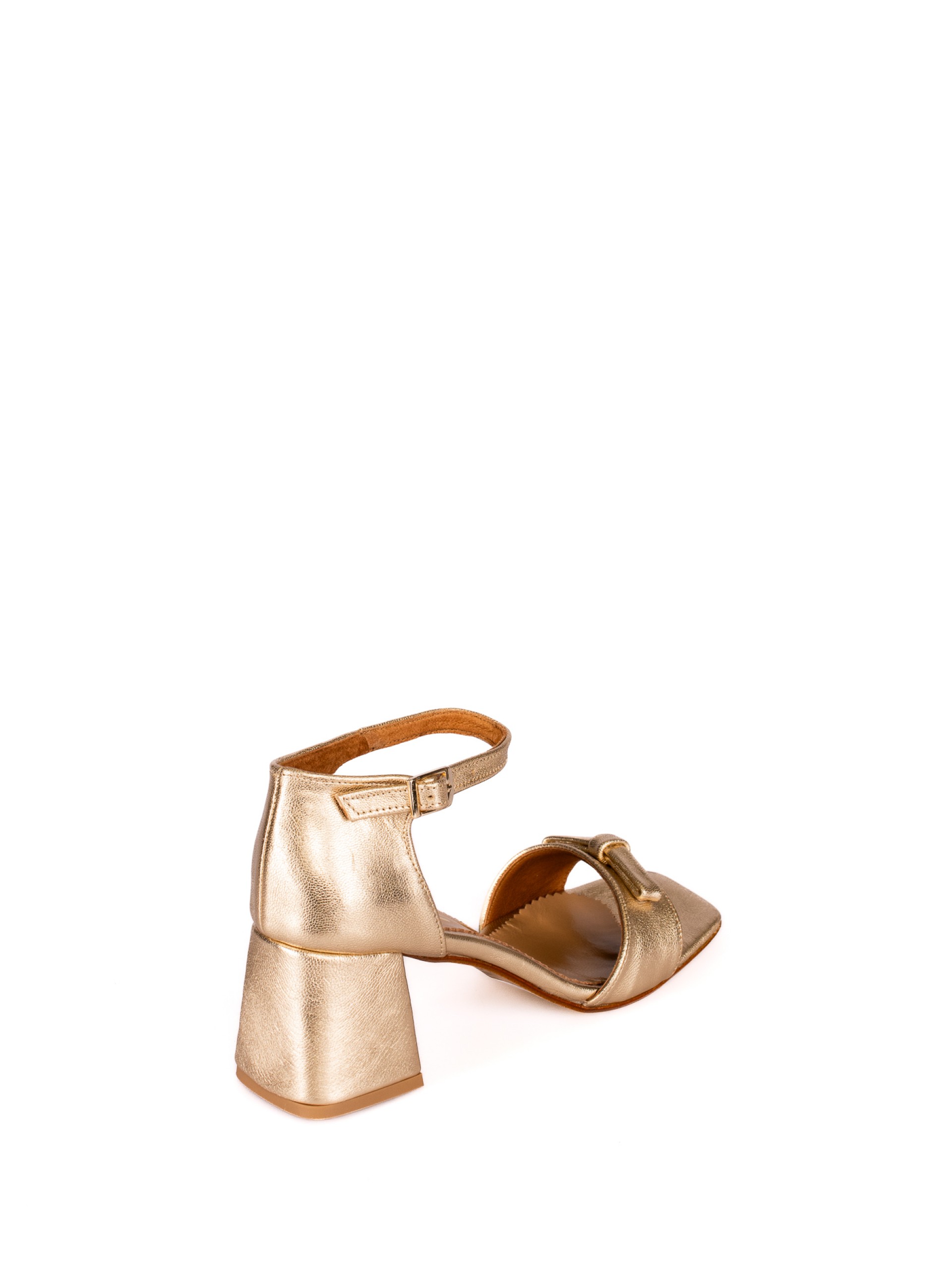 High Heel Sandal with Bow Detail in Laminated Leat
