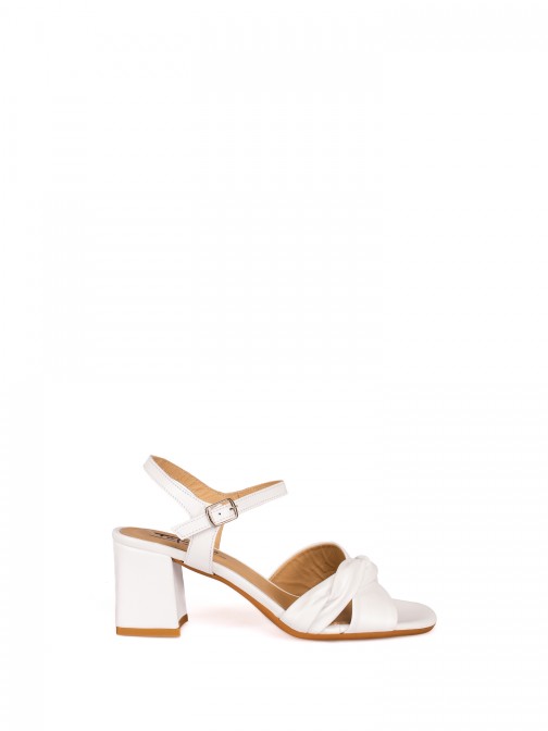 Heel Sandal with two braided leather straps