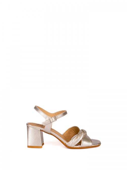 Heel Sandal with two braided leather straps