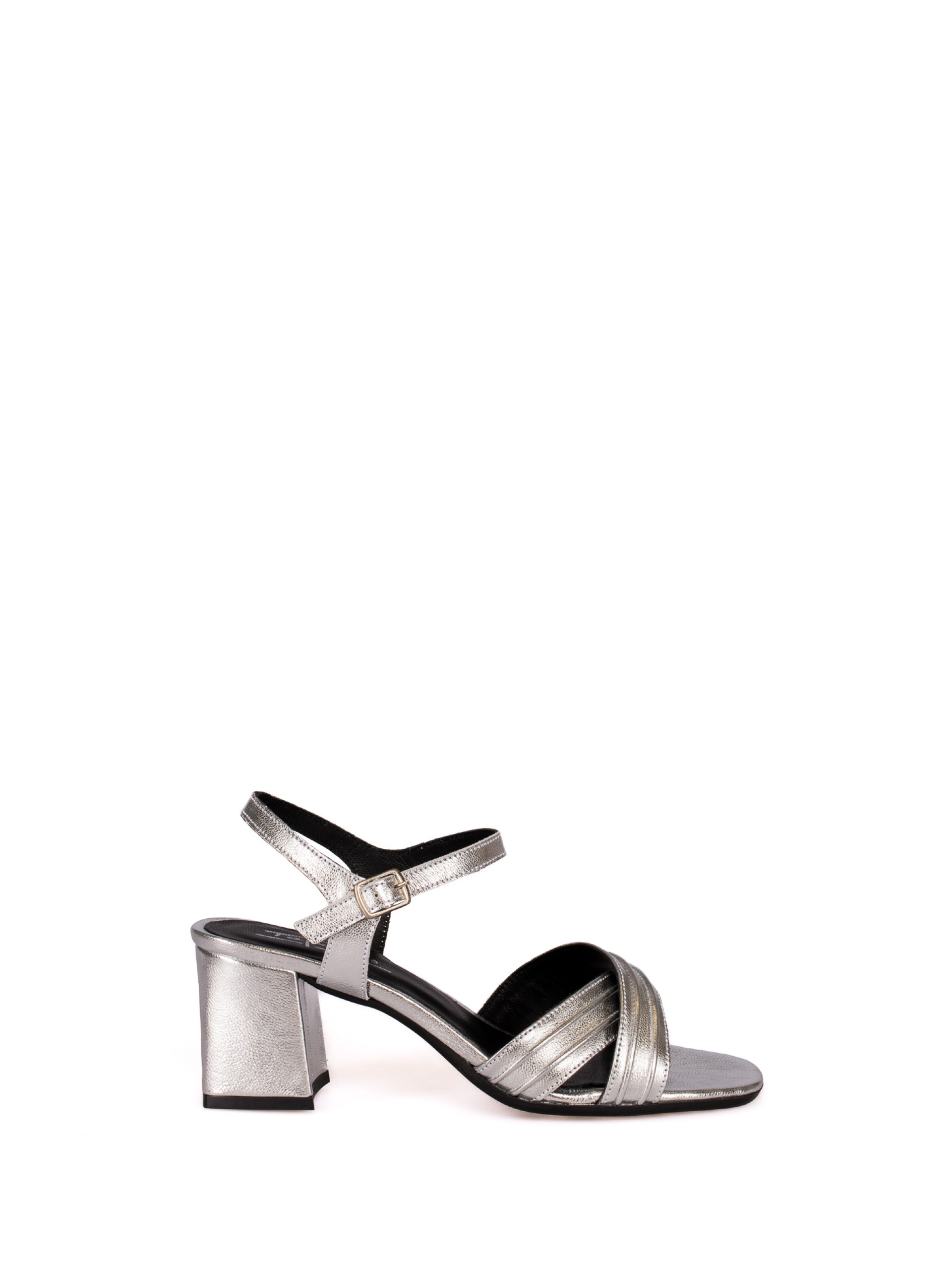 Heeled Sandal Traced in Laminated Leather