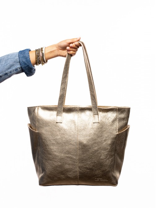 TOTE BAG IN METALLIC LEATHER