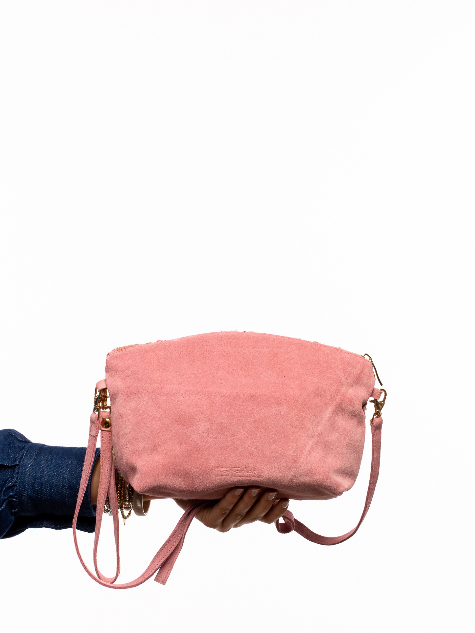 HANDBAG IN SUEDE AND TEXTILE