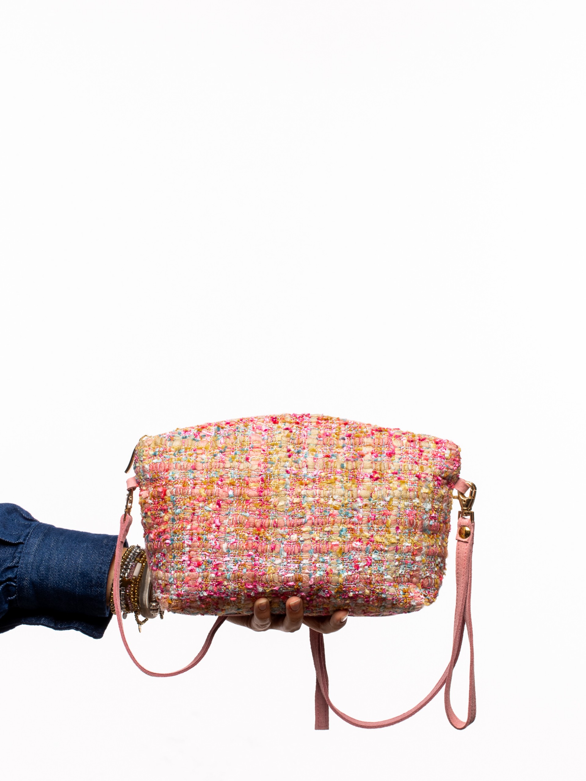 HANDBAG IN SUEDE AND TEXTILE