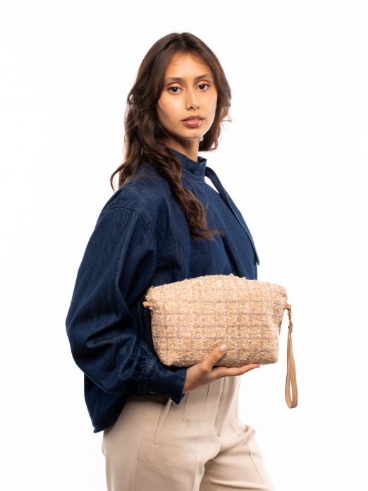 HANDBAG IN SUEDE AND TEXTILE