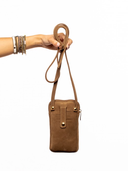 SUEDE MOBILE PHONE BAG