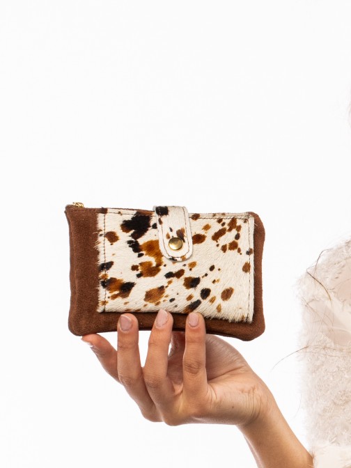 SUEDE AND FUR WALLET