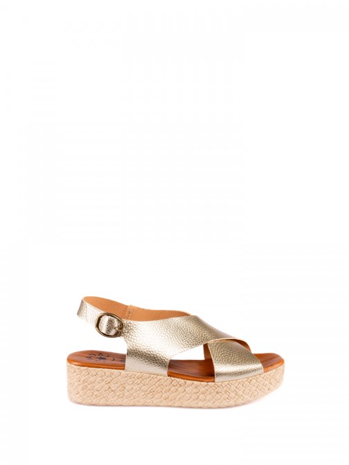 Laminated Leather Platform Sandal