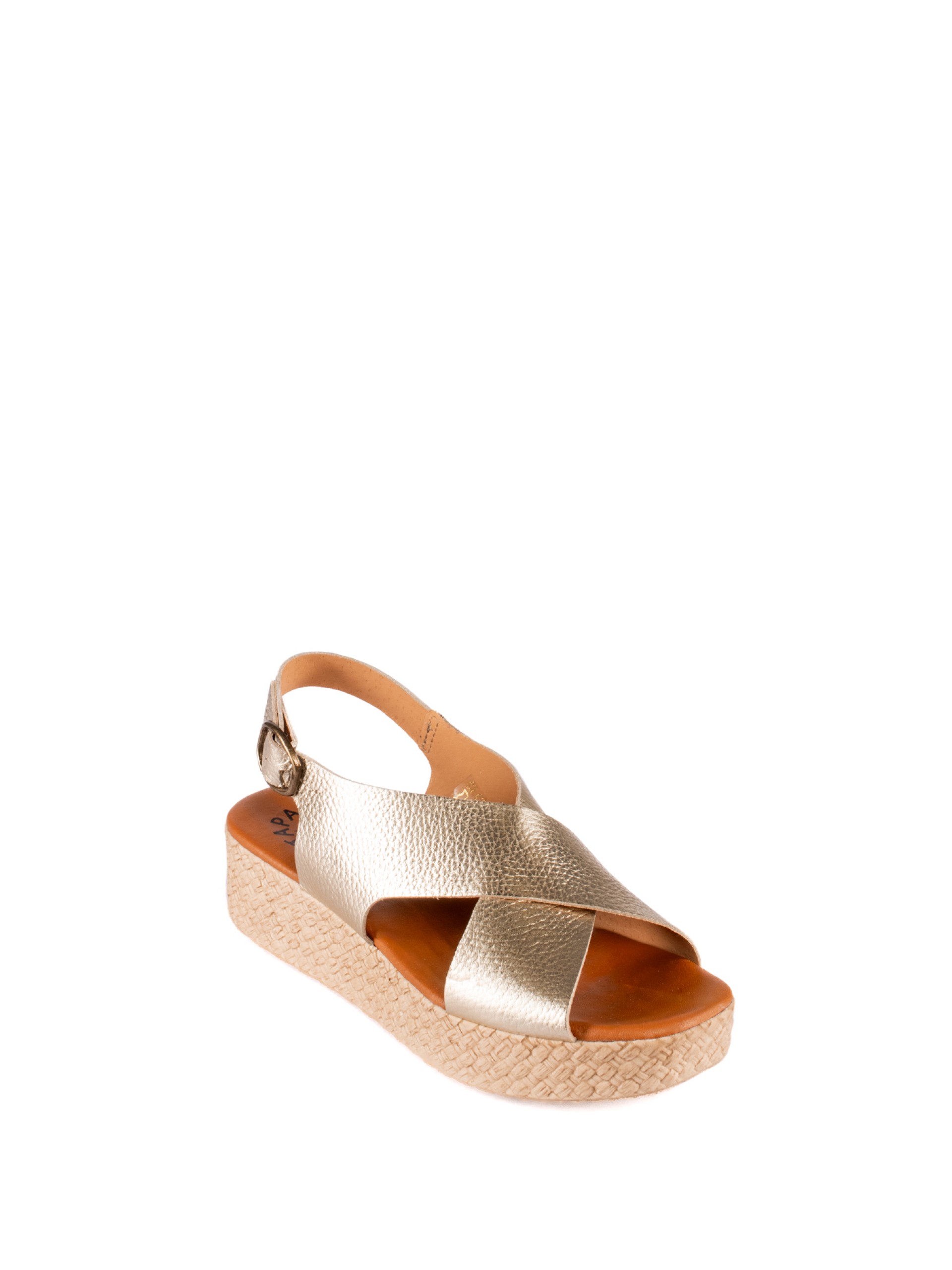 Laminated Leather Platform Sandal