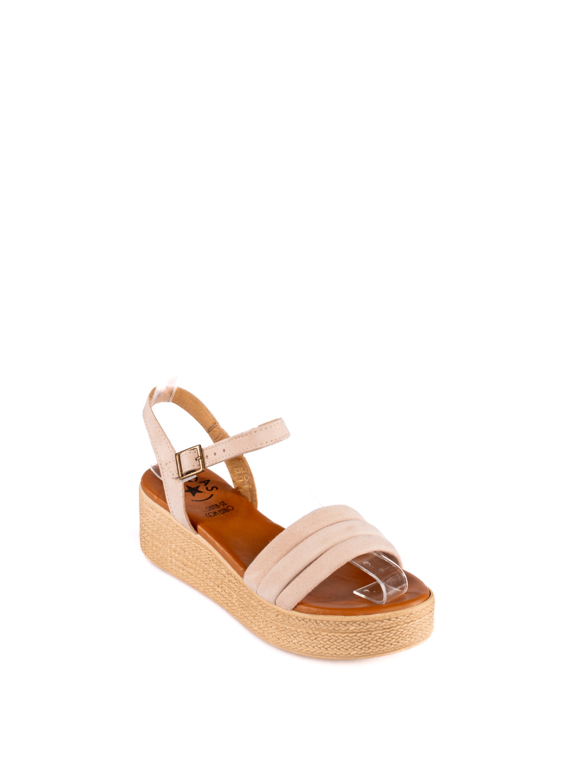 Sandália de plataforma em camurça