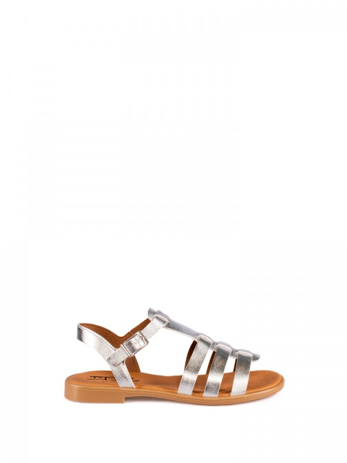Flat Sandal with Leather Straps