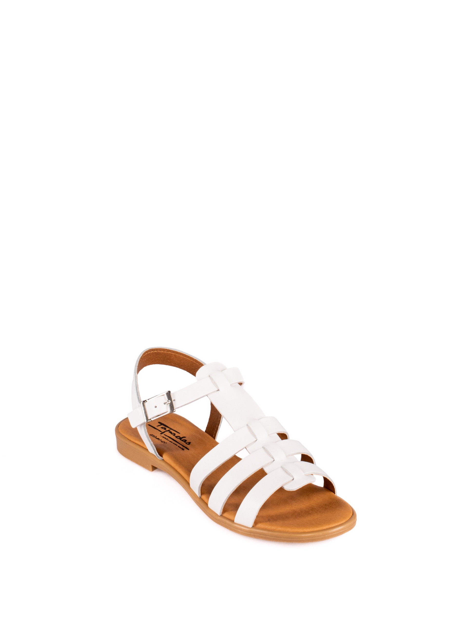 Sandália Rasa com Tiras em Pele