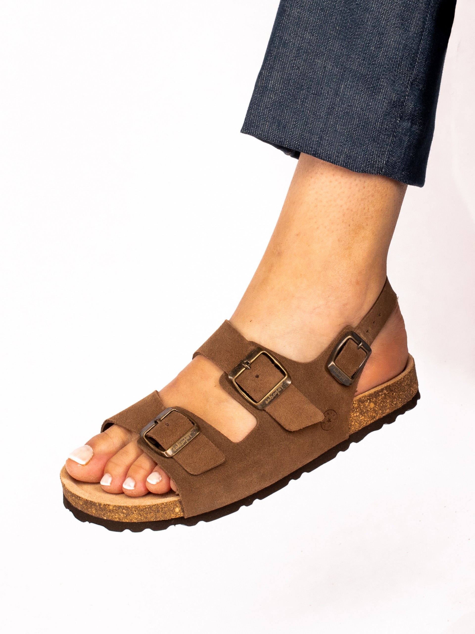 Sandália Bio com Fivelas em Camurça