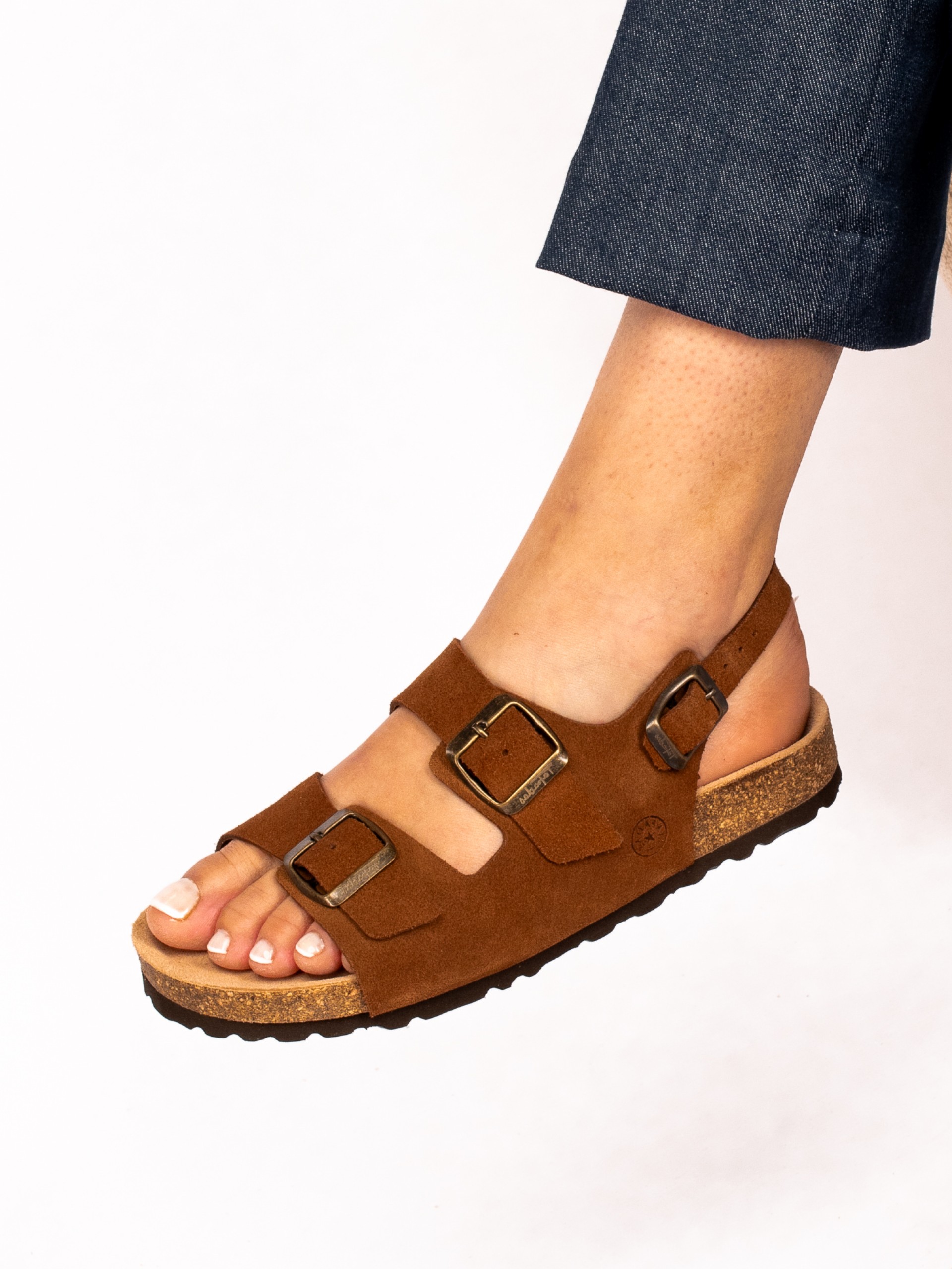 Sandália Bio com Fivelas em Camurça