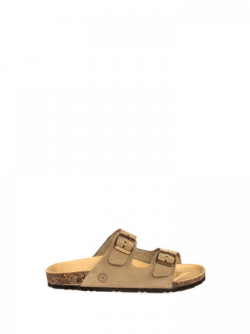 Bio Slipper with Two Buckles in Nubuck