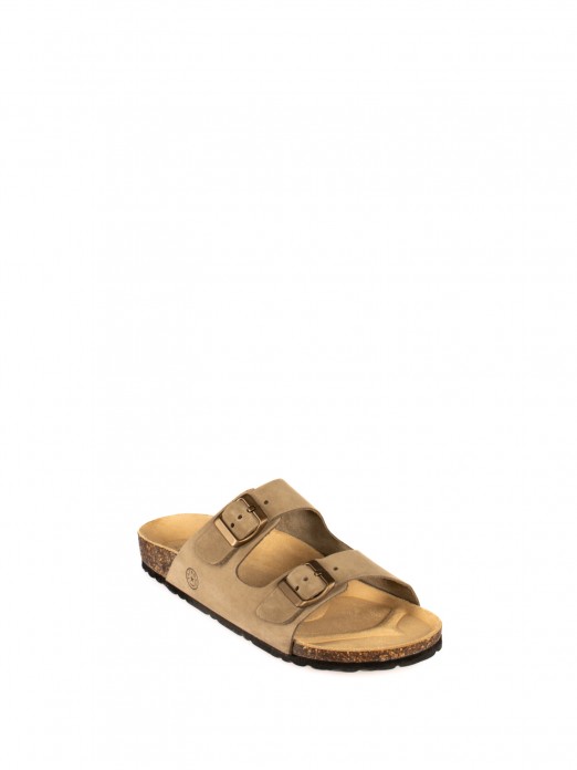 Bio Slipper with Two Buckles in Nubuck