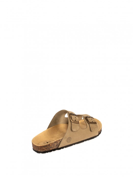Bio Slipper with Two Buckles in Nubuck
