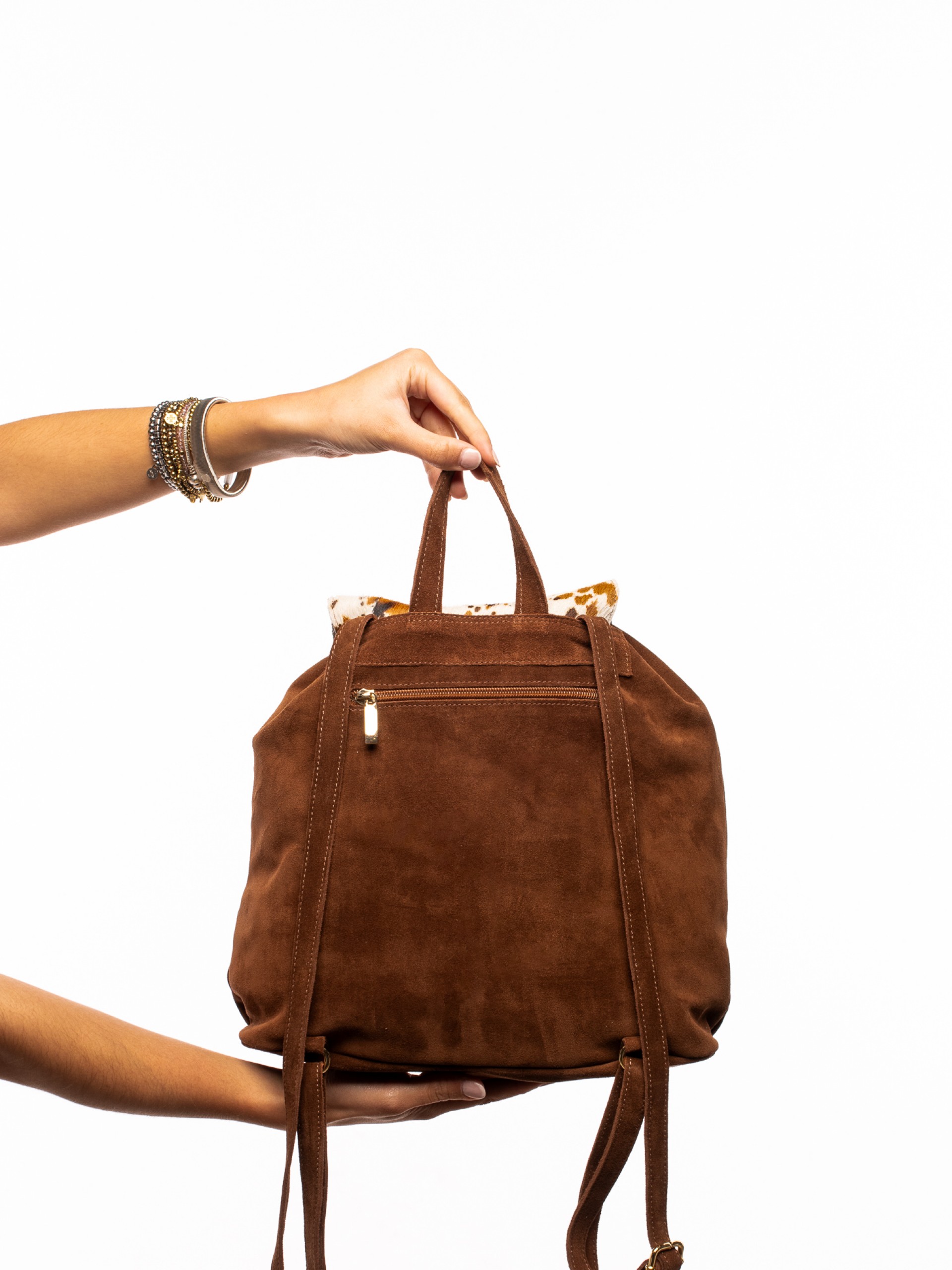 SUEDE AND FUR BACKPACK