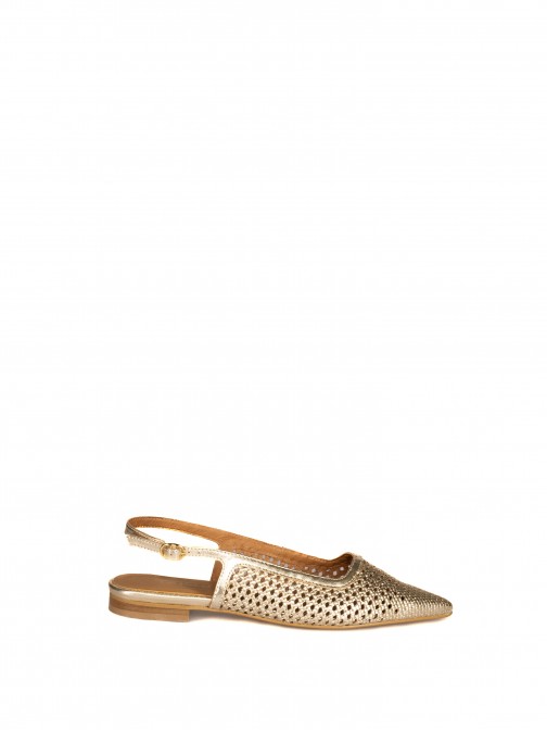 Metallic Leather Braided Mule