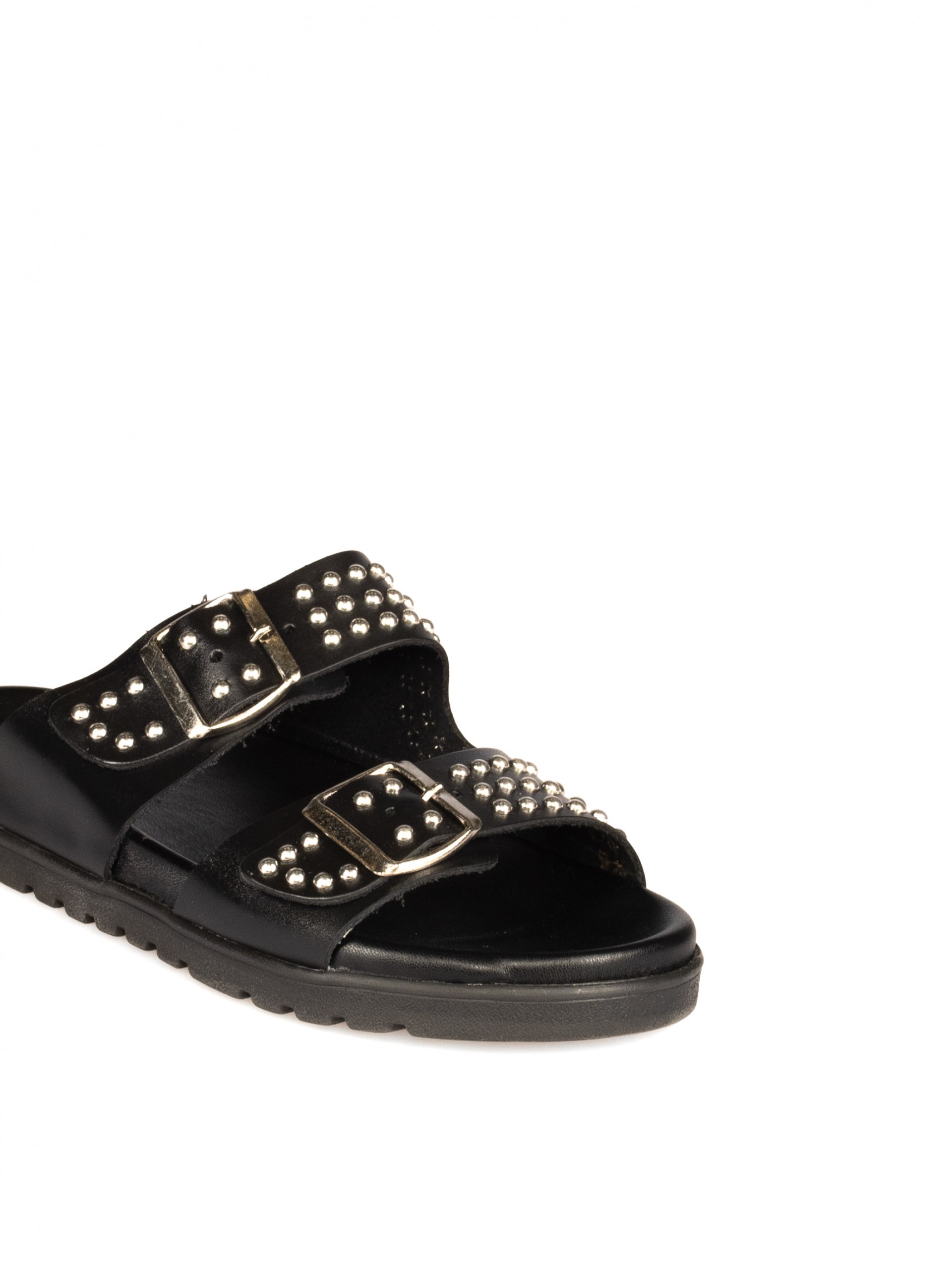 Chinelo Bio com Fivelas e Tachas em Pele