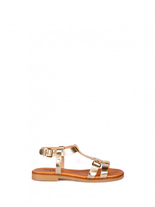 Sandlias com Fivela em Pele